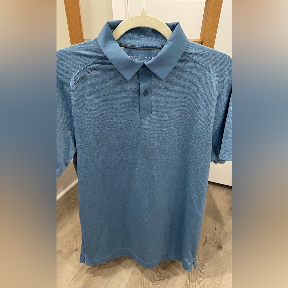 Under Armour Blue Loose Heat Gear Polo Size SM